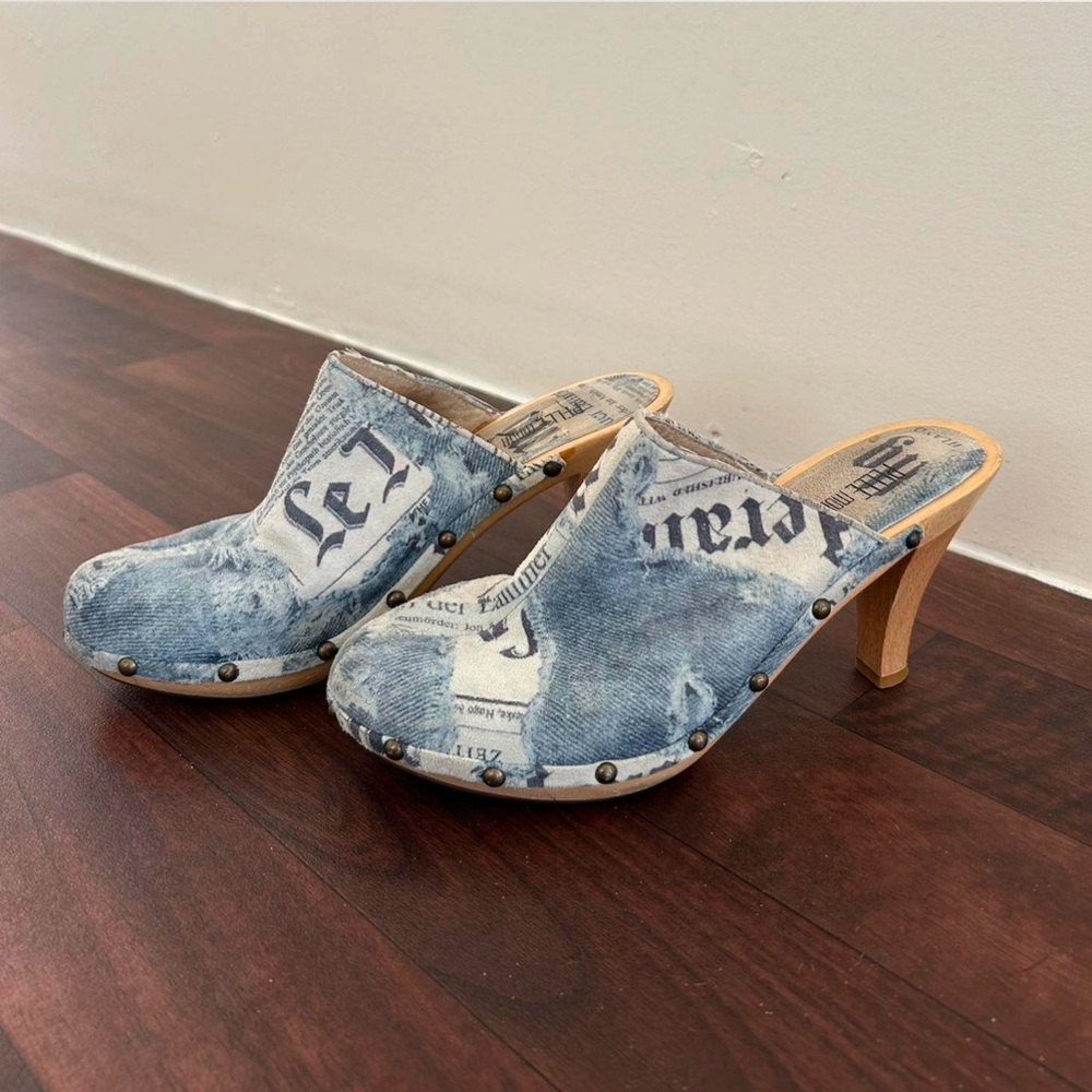 pelle moda denim clogs